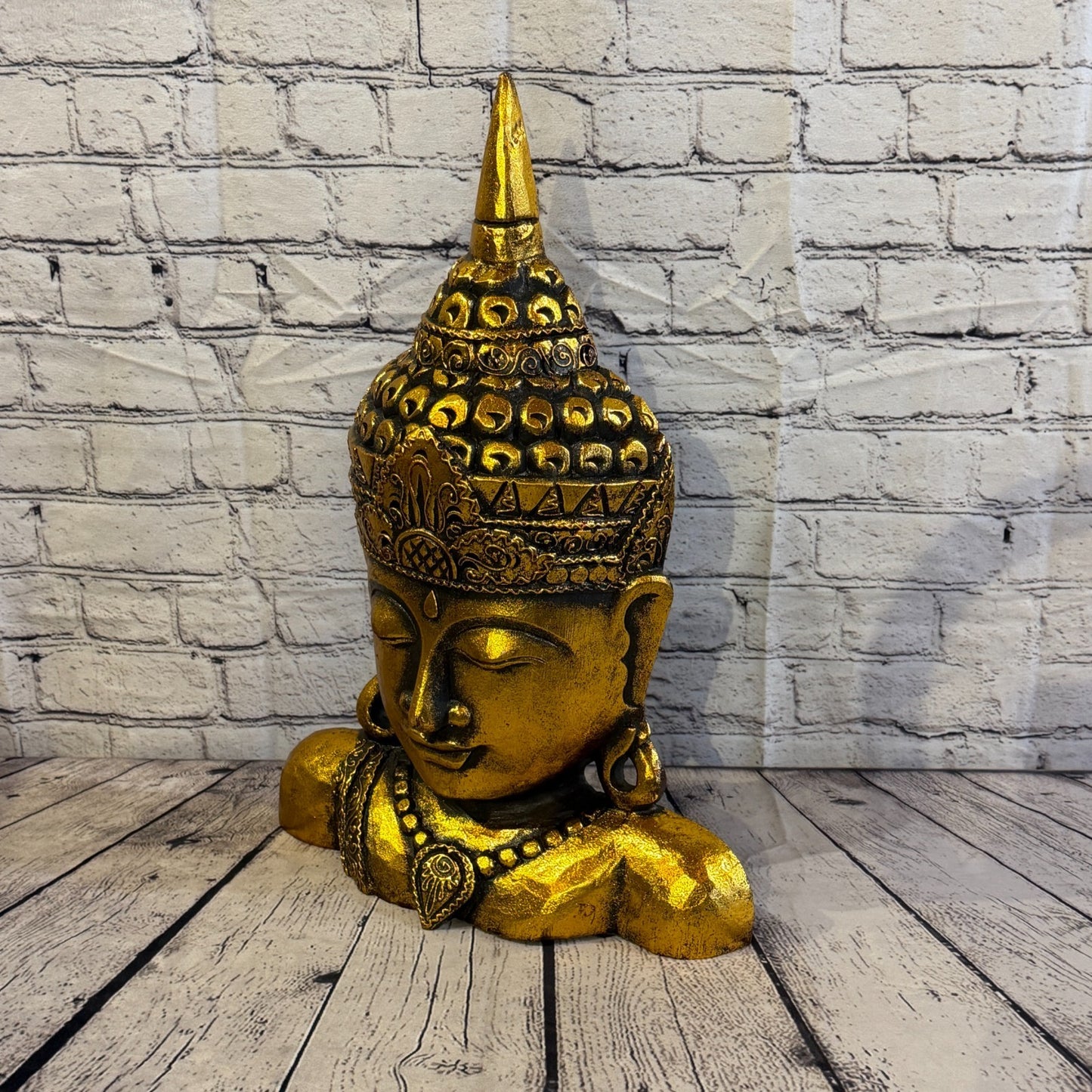 50cm Gold Head Shoulder Buddha Ornament Sculpture Statue Buddhas Handcarved Wood1