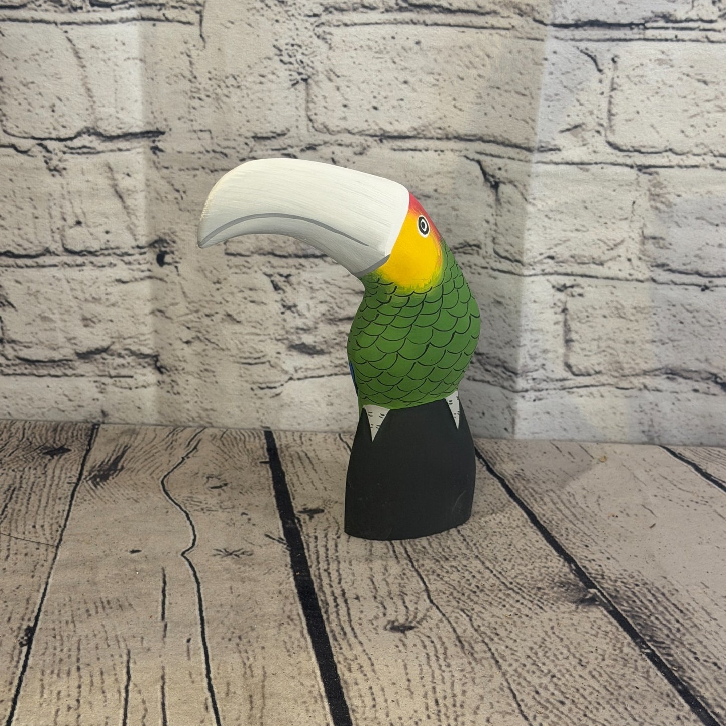 15cm Bright Green Toucan Bird Ornament Statue Fair Trade Hand Made Carved Wood2