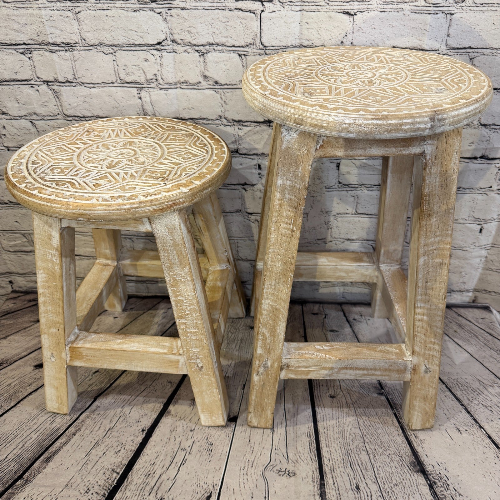 50cm x 30cm White Stool Table Wooden Side Cabinet Living Hallway Furniture8