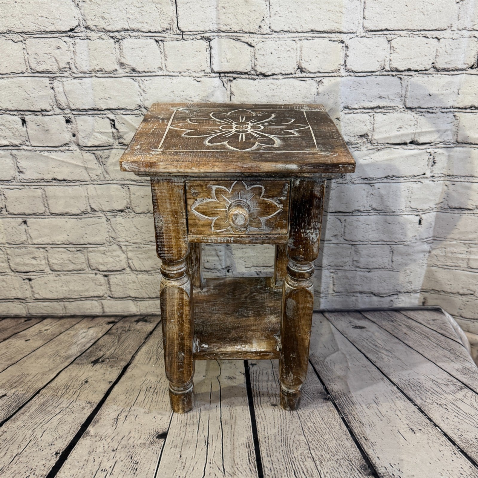 40cm x 27cm Brown Table  Wooden Side Cabinet Living Hallway Storage Furniture1