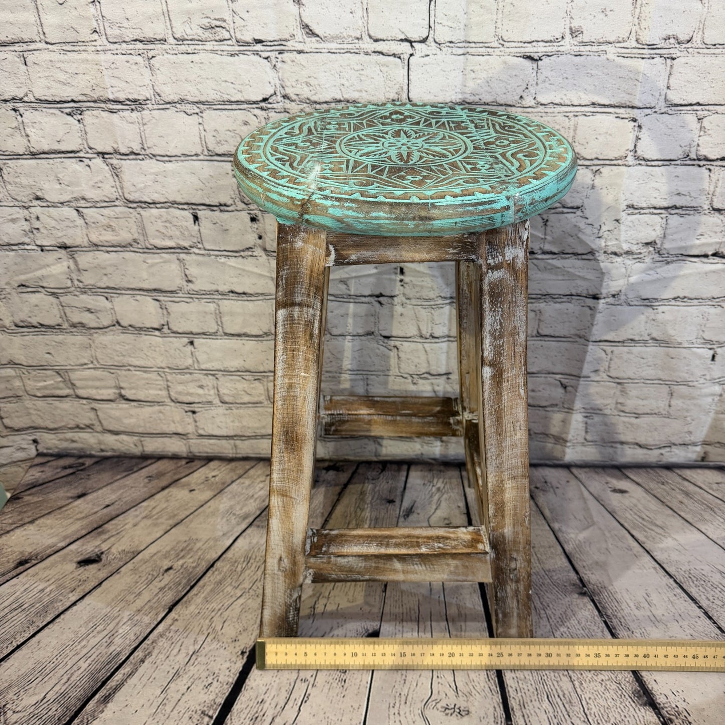 50cm x 30cm Green Stool Table Wooden Side Cabinet Living Hallway Furniture4
