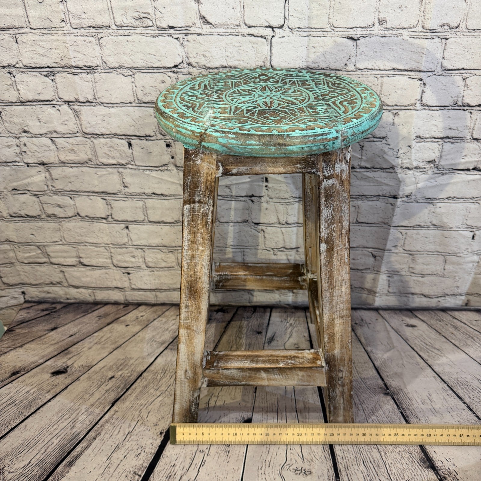 50cm x 30cm Green Stool Table Wooden Side Cabinet Living Hallway Furniture4