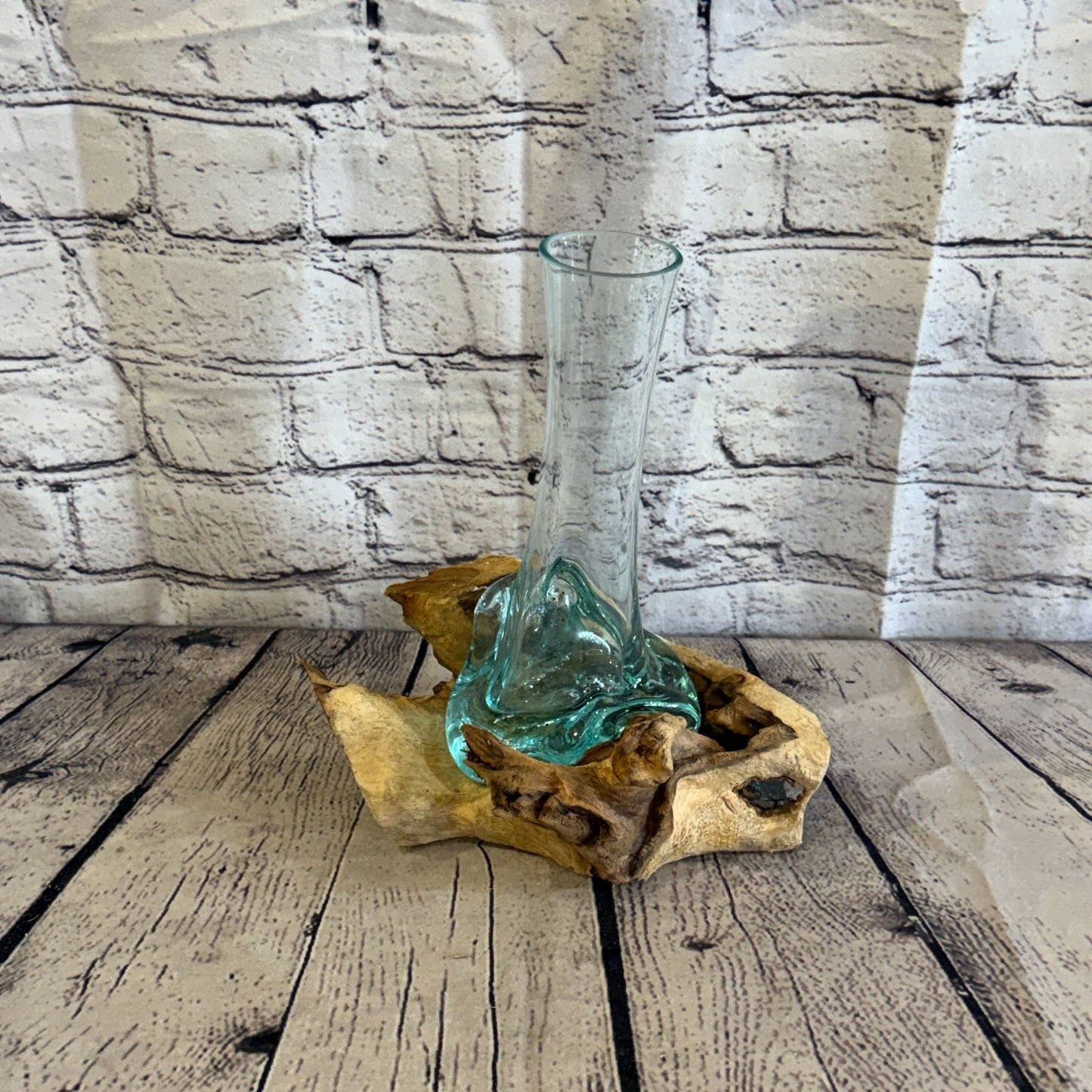 25cm Tall Vase Colour Melted Glass Wood Decorative Vase Glass Sculpture Crafted0