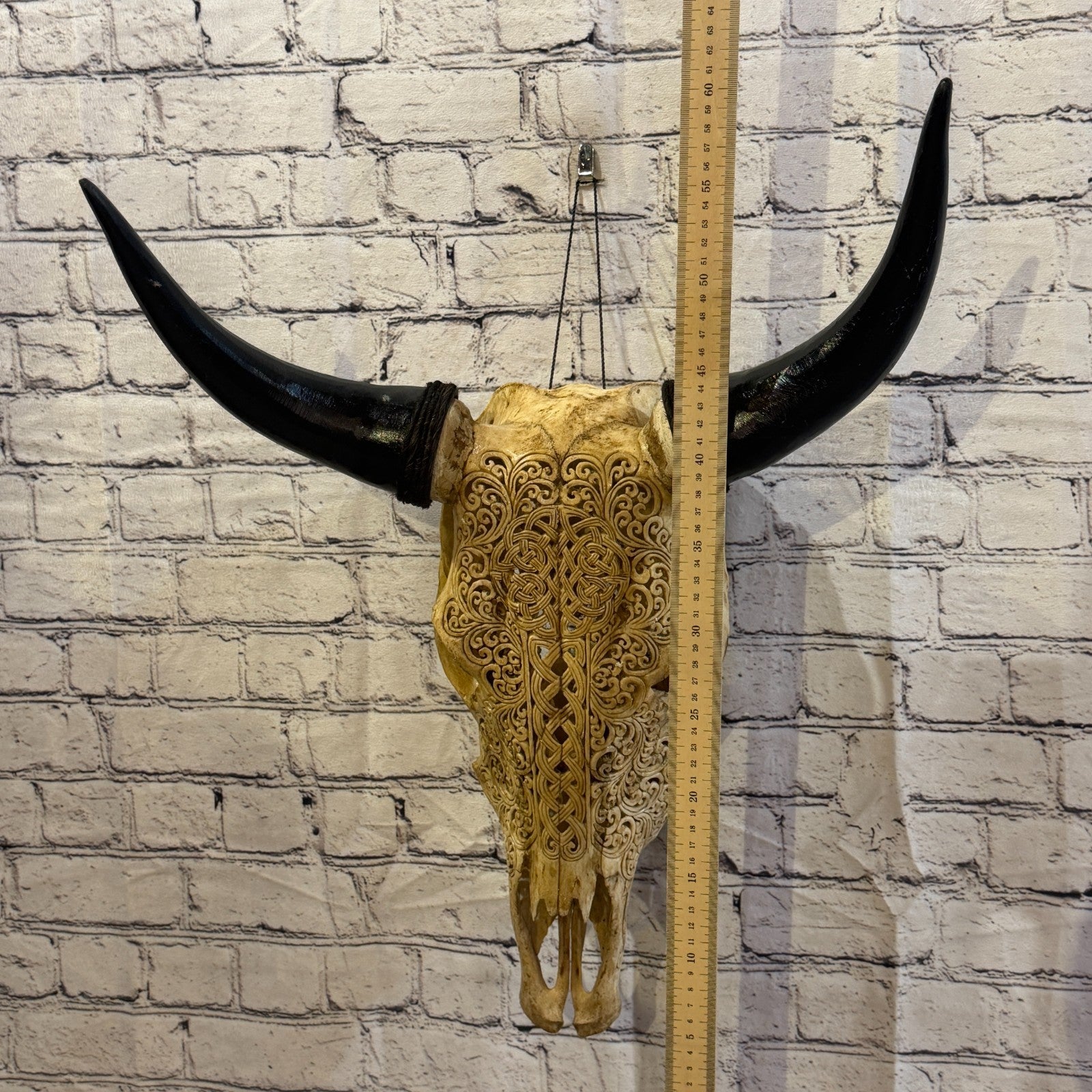 50cm Carved Buffalo Ram Wild Replica Skulls Wall Hanging Carved Design 65