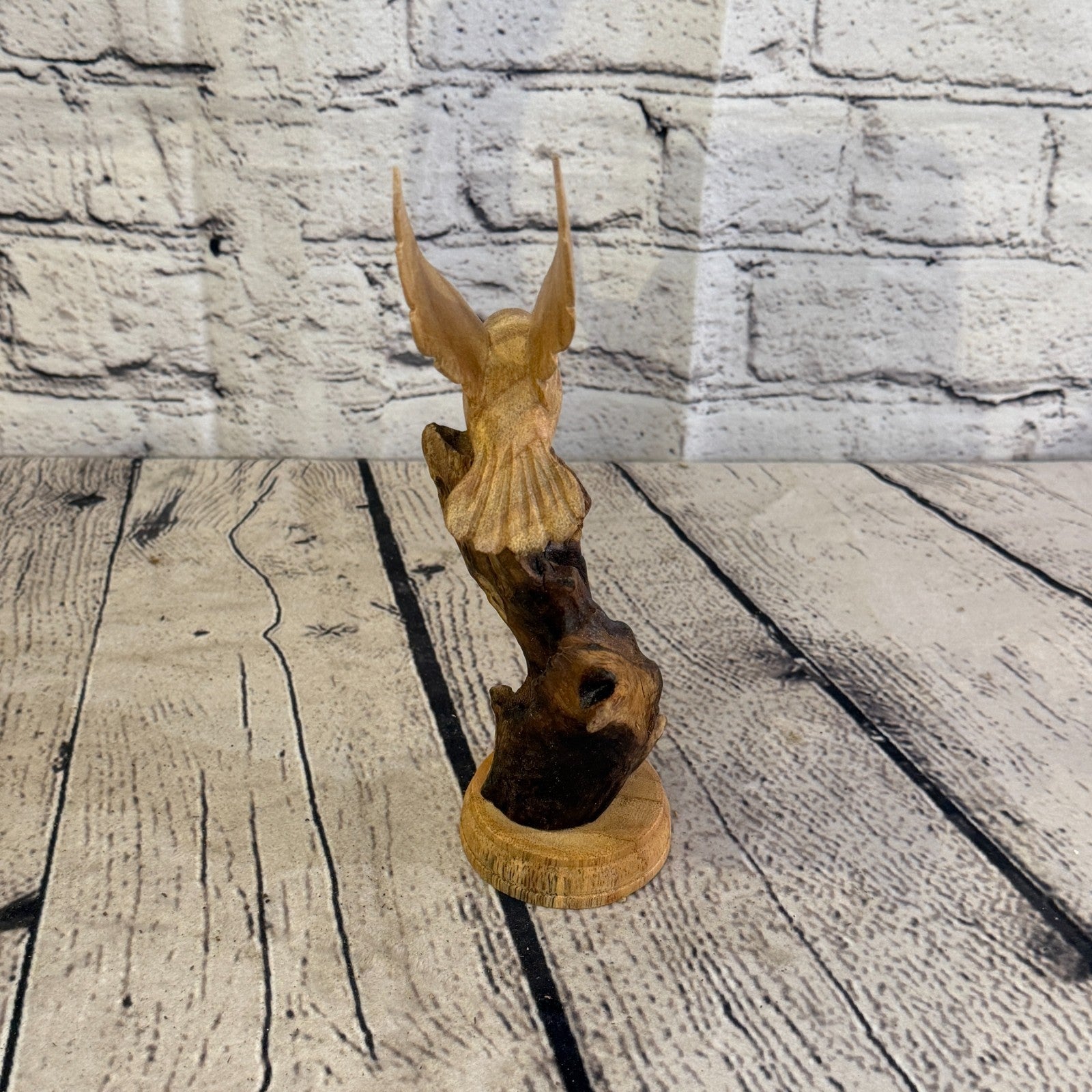 20cm Single Humming Bird Mushroom Parasite Ornament Natural Carving Wooden4
