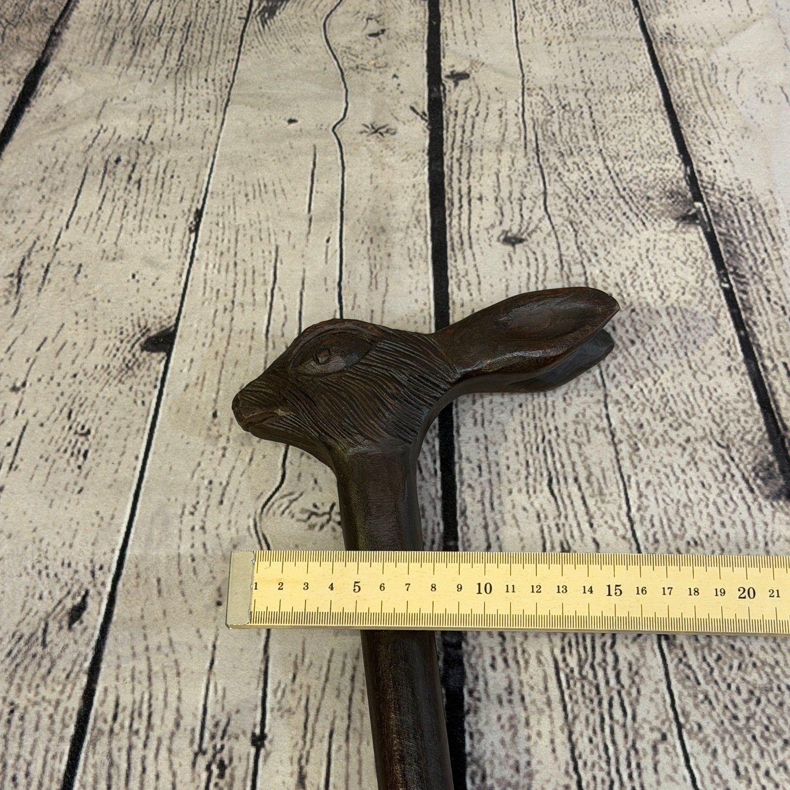 Rabbit Hare Head 90cm Tribal African Walking Stick Cane Hand Carved Dark Wood7