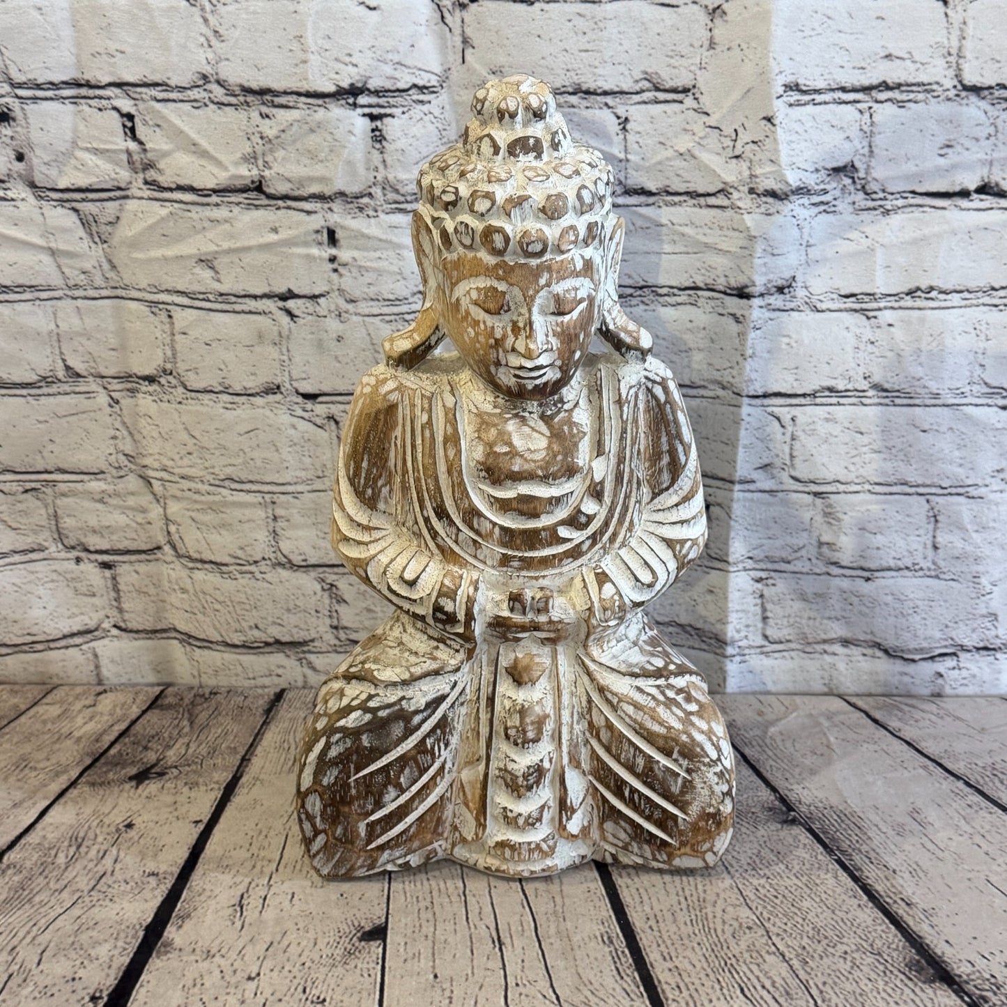 40cm Brown Meditating Buddha Ornament Sculpture Statue Buddhas Hand Carved Wood0