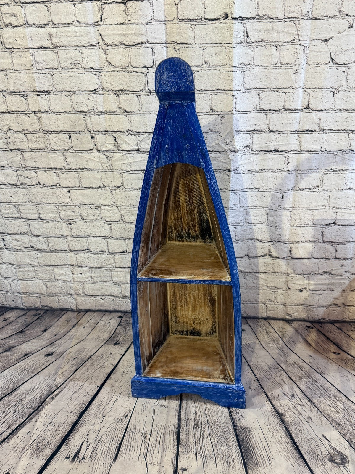 60cm x 30cm x 22cm Blue Boat Shelf Wooden Cabinet Living Hall Storage Furniture1