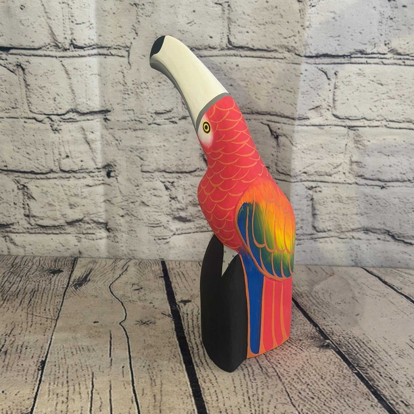 20cm Bright Red Toucan Bird Ornament Statue Fair Trade Hand Made Carved Wood4