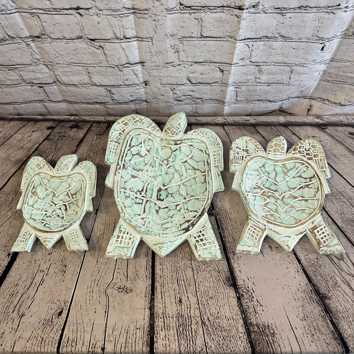 25cm Blue Sea Turtle Bowl Trinket Dish Decoration Designer Mask Wooden Handmade7