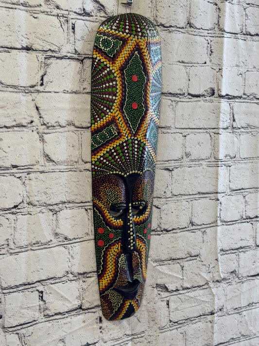 50cm Mask Carved Wooden Dot Painted Ethnic Tribal Tiki Wall Art No 6 New0