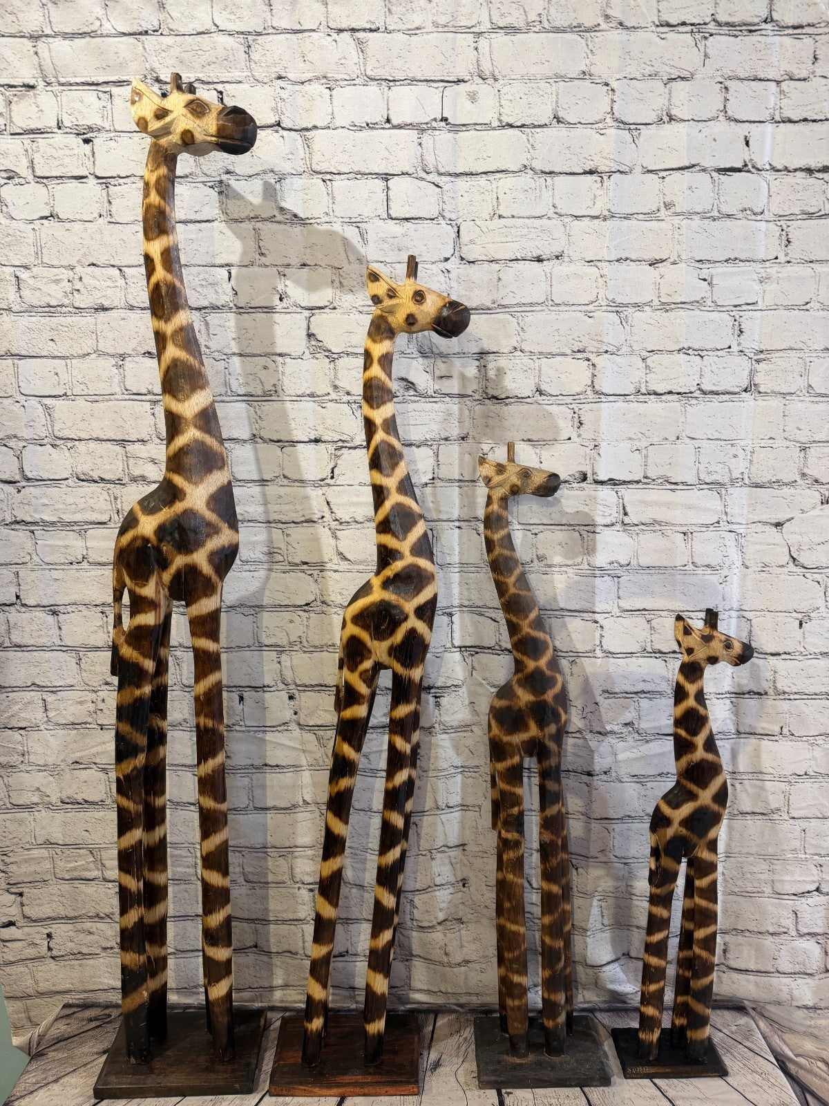 100cm Burnt Wooden Giraffe Standing Single Carved Solid Wood Giraffe Handmade8