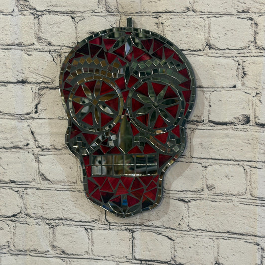 Red Skull Mosaic Tile Wall Mirror 30cm x 20cm 12 Inches Handmade New0