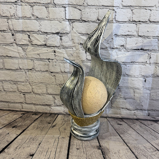 White Light Silver Natural 50cm Tall Leaf Lamp Twist LED UK Mains Plug Desig 100