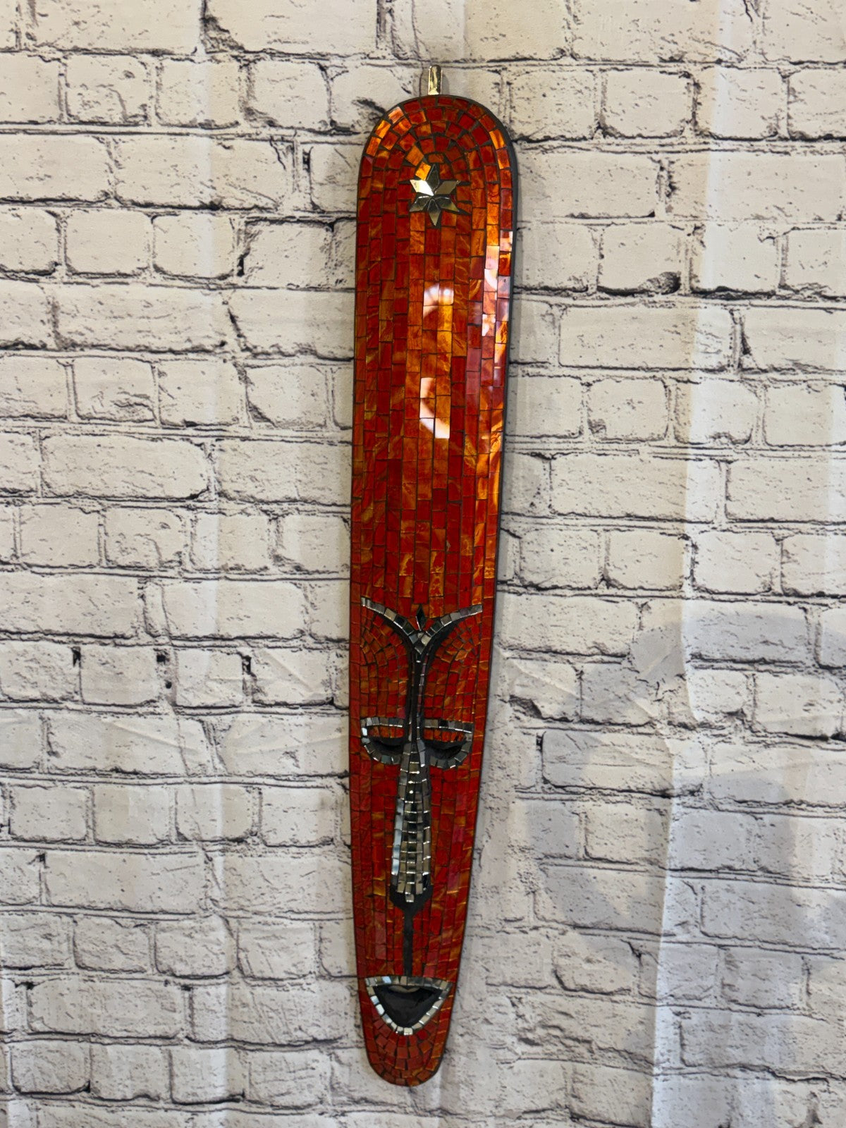 80cm Mask Red Mosaic Wall Hanging Wooden Ornaments Wood Carving2