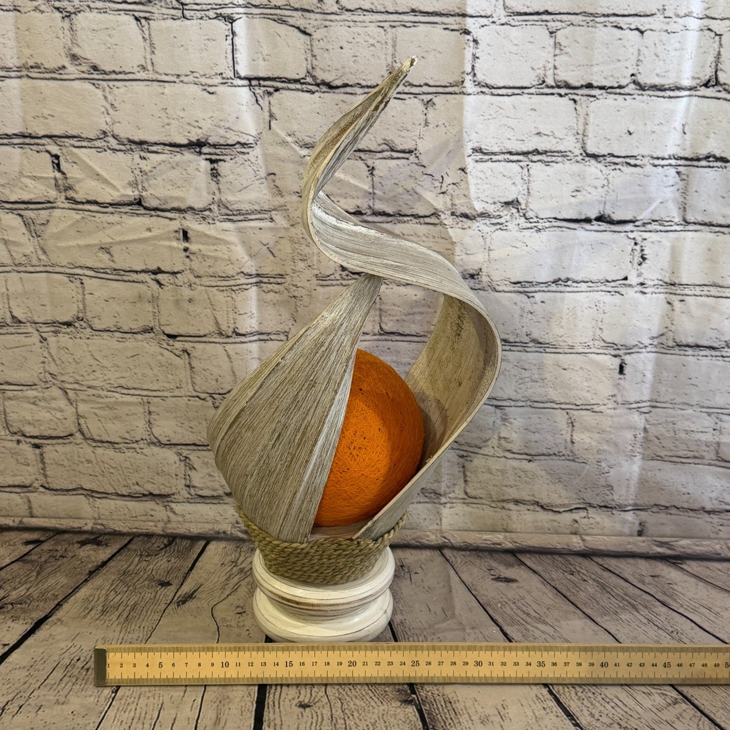 Orange Light White Natural 45cm Tall Leaf Lamp Twist LED UK Mains Plug Design 125