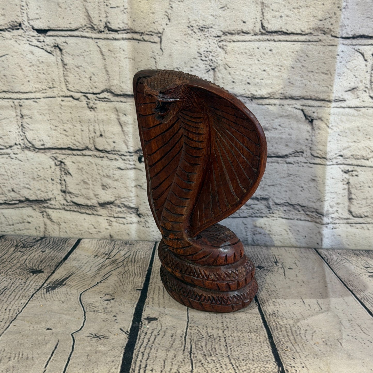 20cm x 12cm Wooden Cobra Exquisite Detailing Snake Ornament Hand Carved1