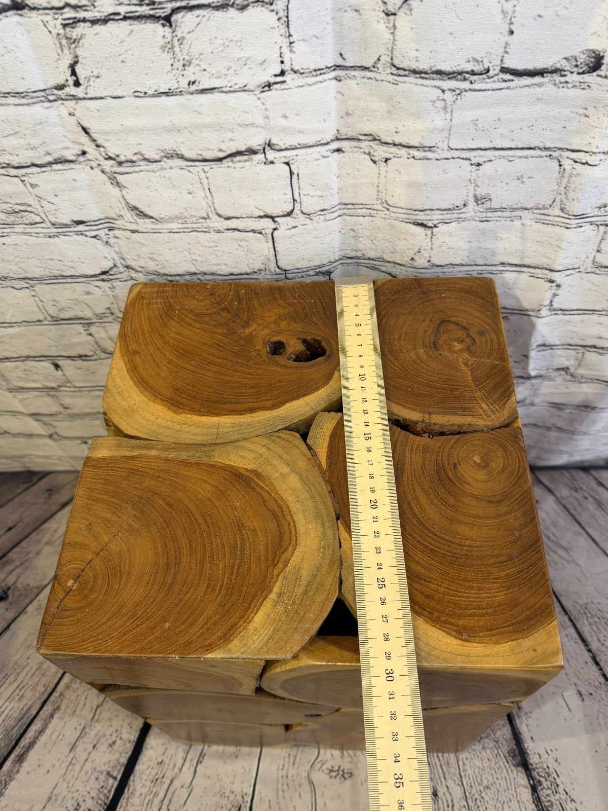 40cm x 30cm x 30cm Wooden Teak Wood Slice Cube Table Sculpture Root Ornament8