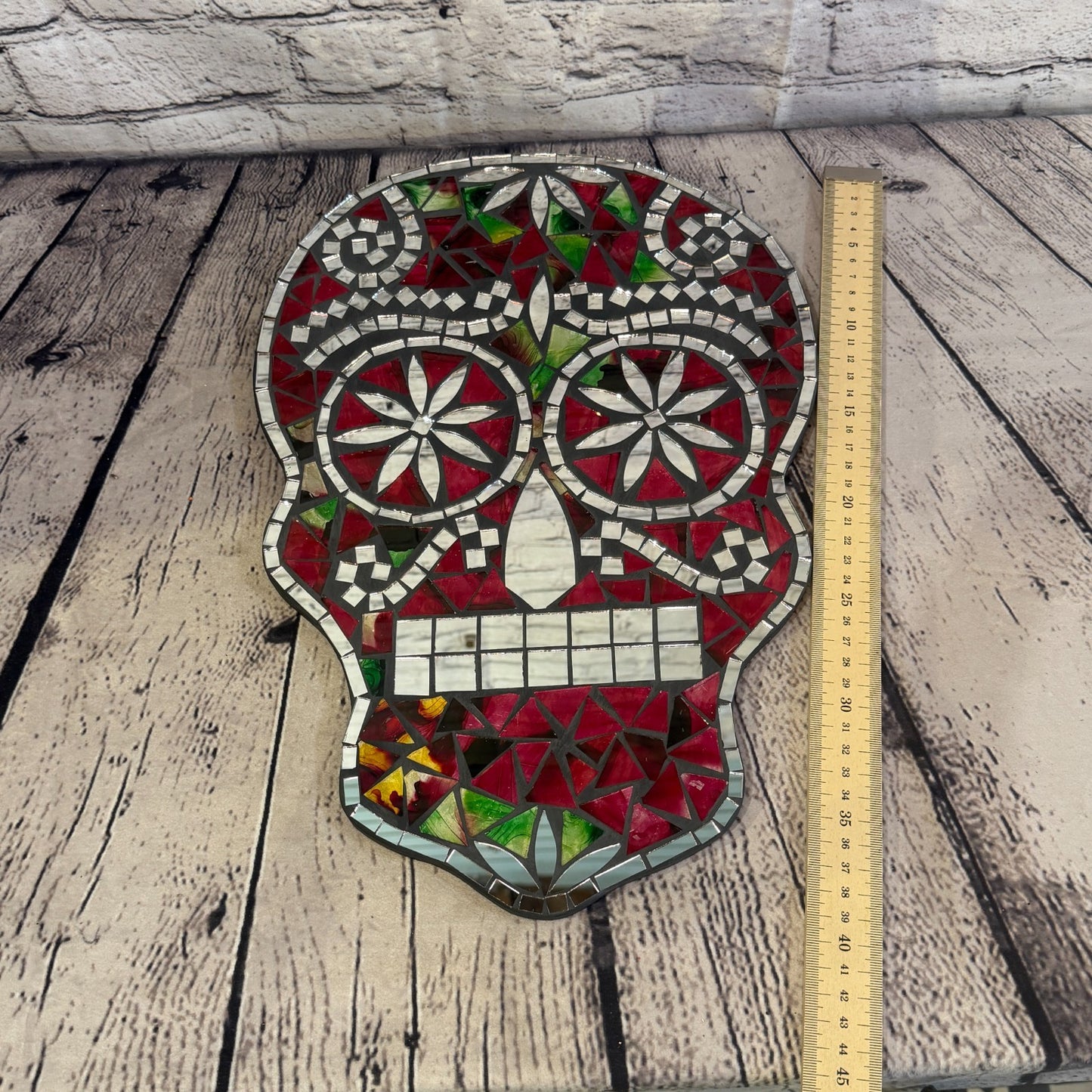 Red Skull Mosaic Tile Wall Mirror 40cm x 28cm 16 Inches Handmade New5