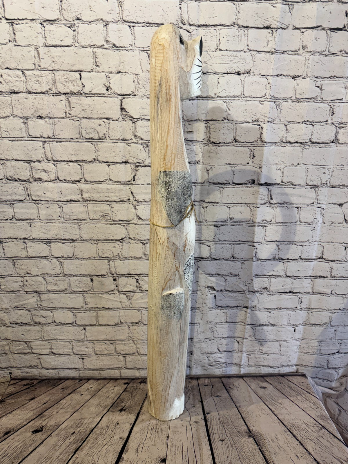 100cm White Wooden Shabby Dog Statue Ornament Fair Trade Handcarved3