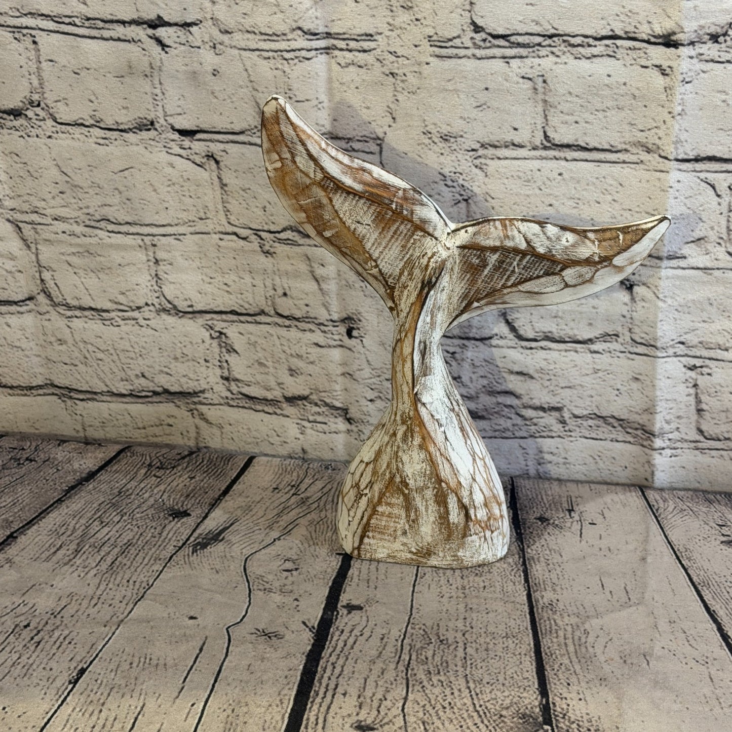 25cm x 25cm Whale Tail Brown Fish Wood Coastal Ocean Bathroom Decoration4