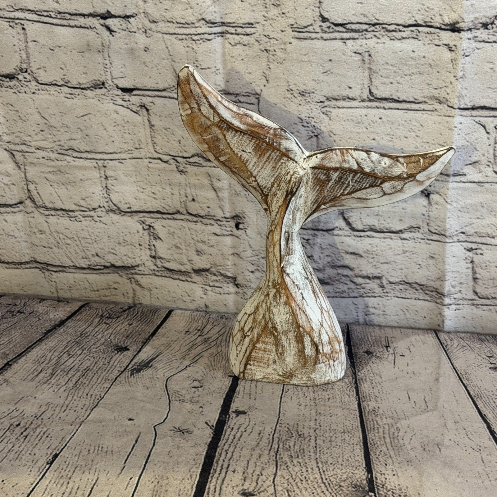 25cm x 25cm Whale Tail Brown Fish Wood Coastal Ocean Bathroom Decoration4