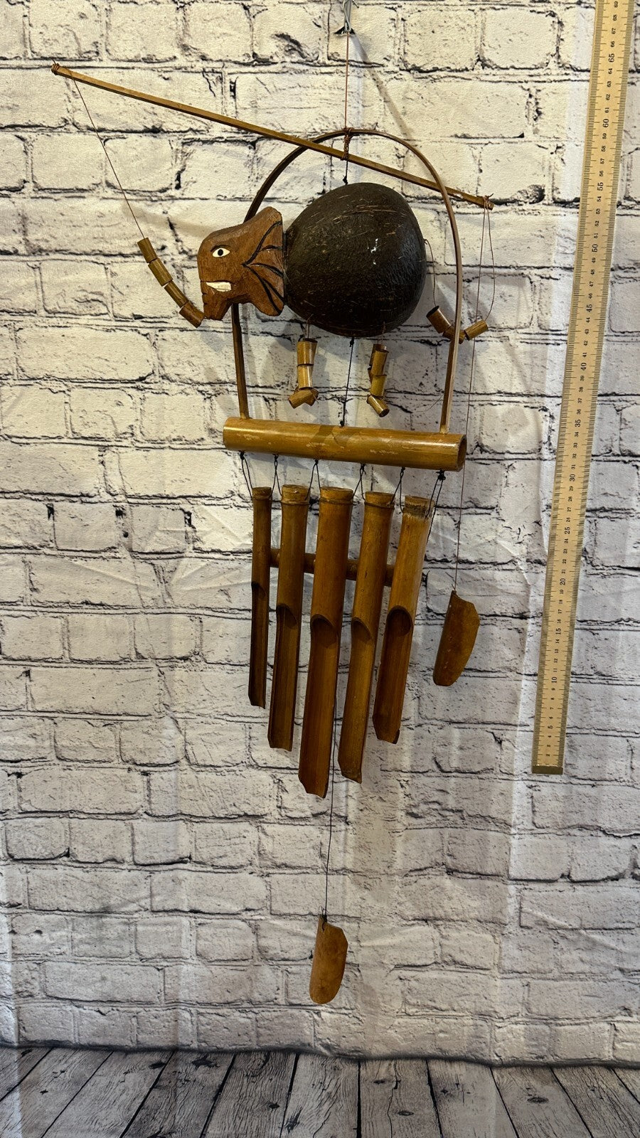 Elephant With Chimes Bamboo Windchime 60cm Garden Gift Summer Handmade Chimes3