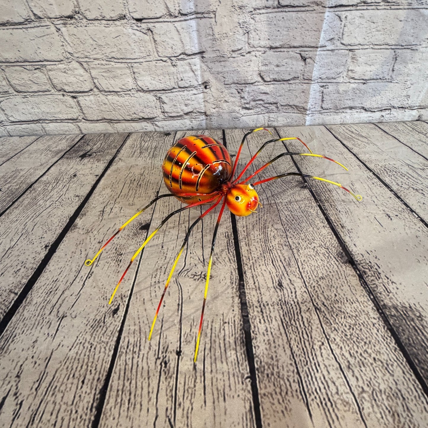 35cm x 20cm Small Colourful Orange Spider Metal Tin Standing Ornament Statue2