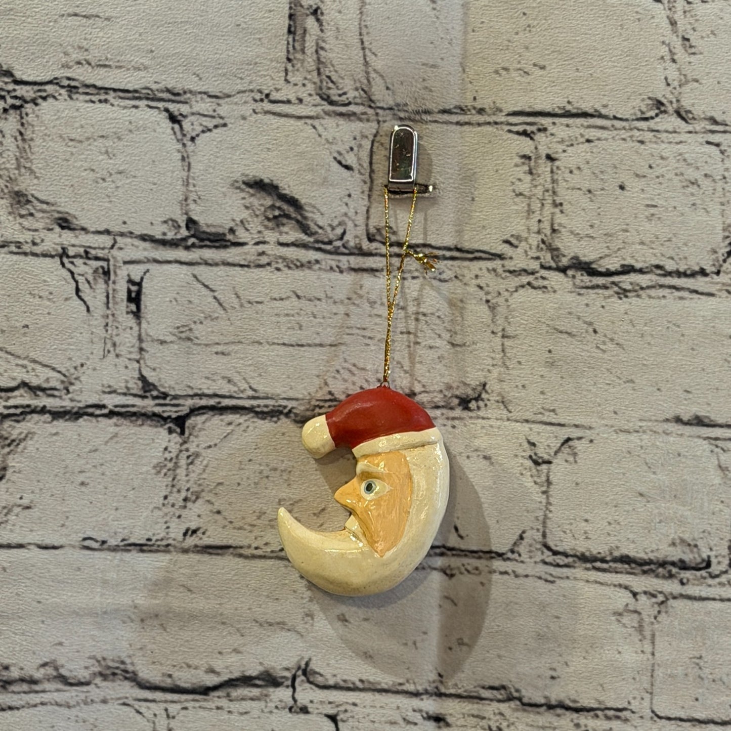 10cm Wall Hanging Santa Claus Father Christmas Figurine Folk Art Wood Handmade2