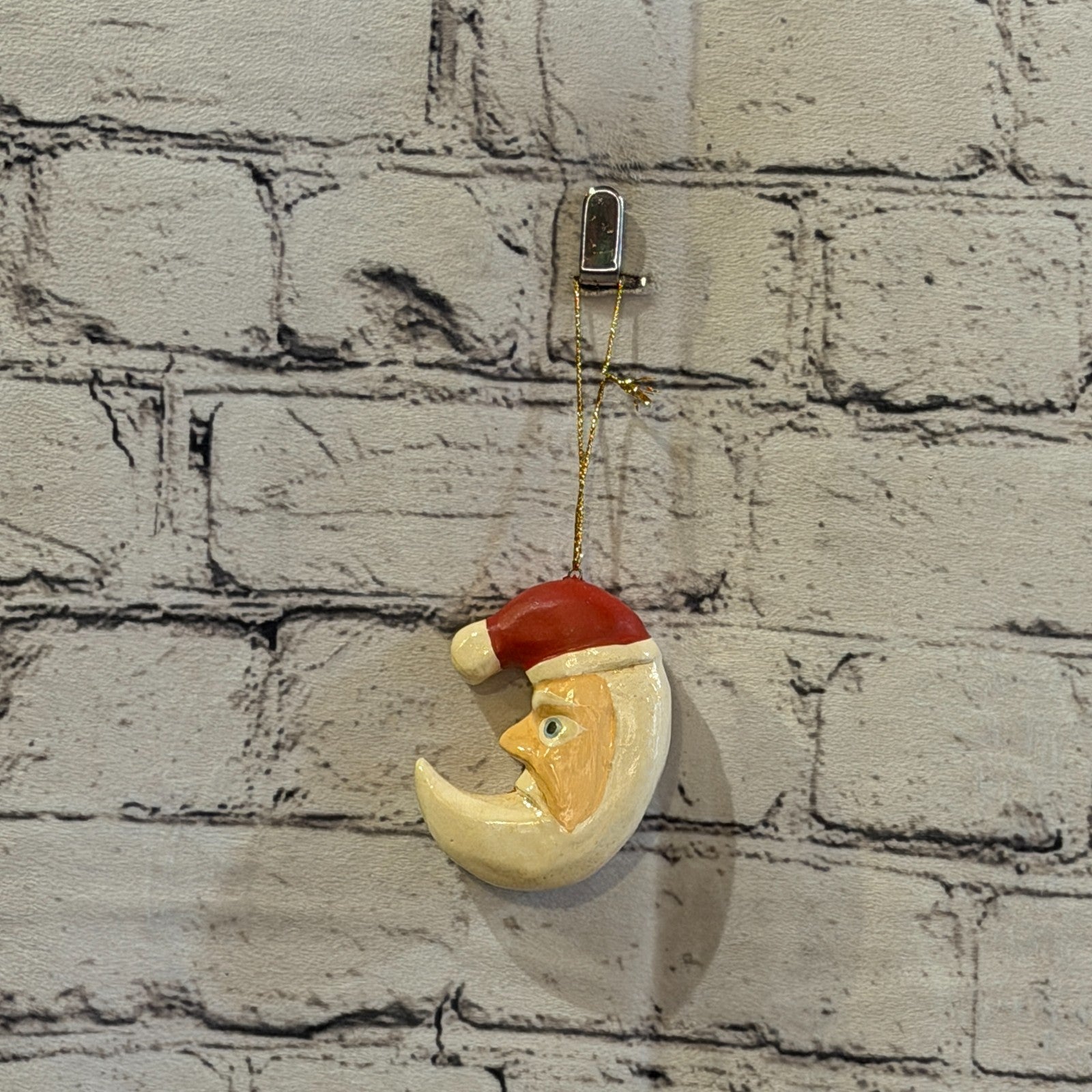 10cm Wall Hanging Santa Claus Father Christmas Figurine Folk Art Wood Handmade2