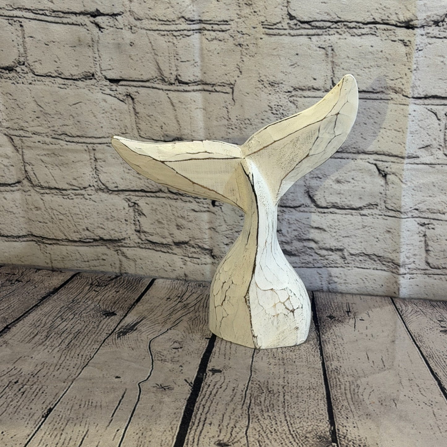 25cm x 25cm Whale Tail White Fish Wood Coastal Ocean Bathroom Decoration0