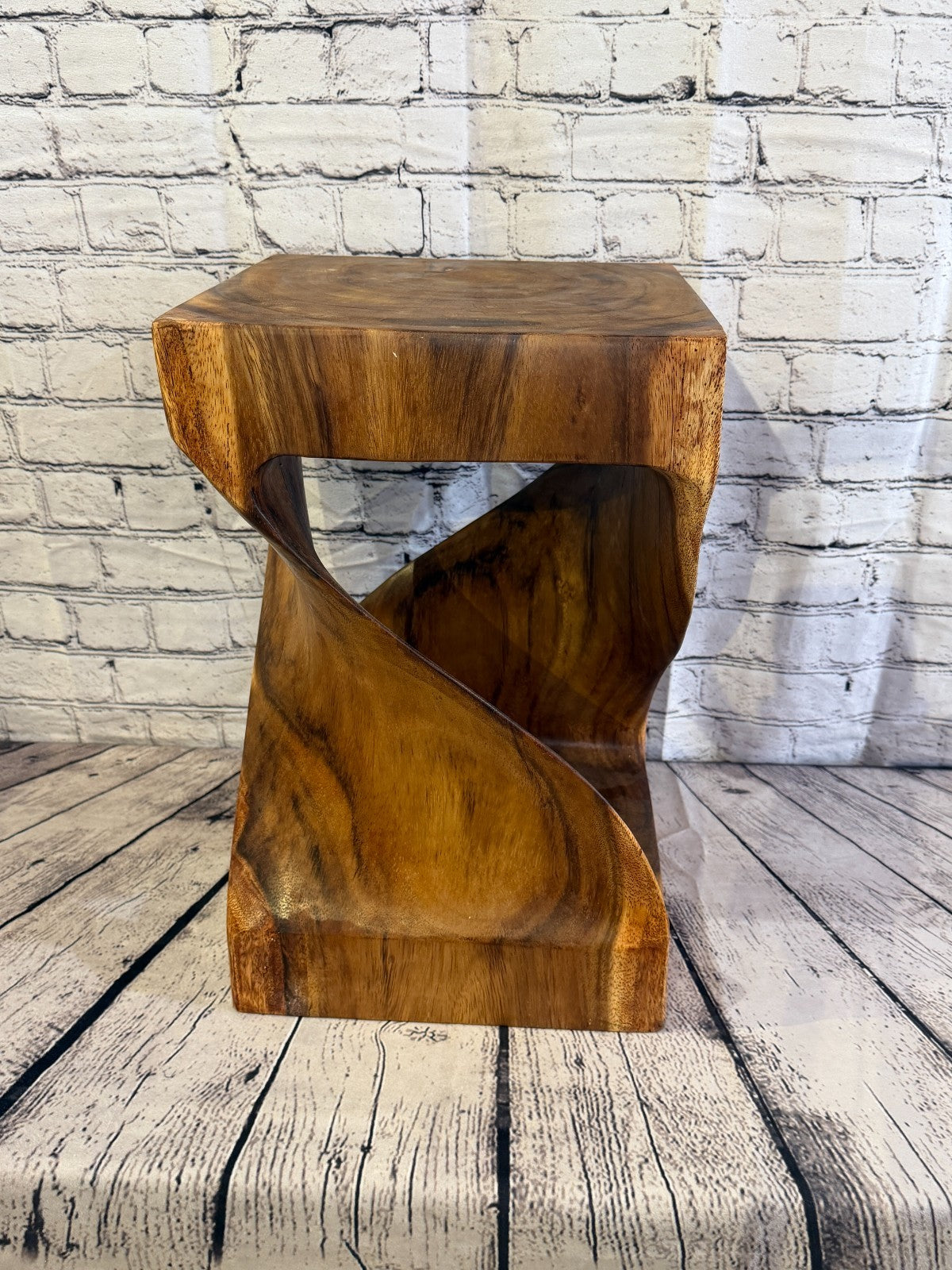 45cm x 30cm x 30cm Wooden Teak Wood Twist Cube Table Sculpture Root Ornament1