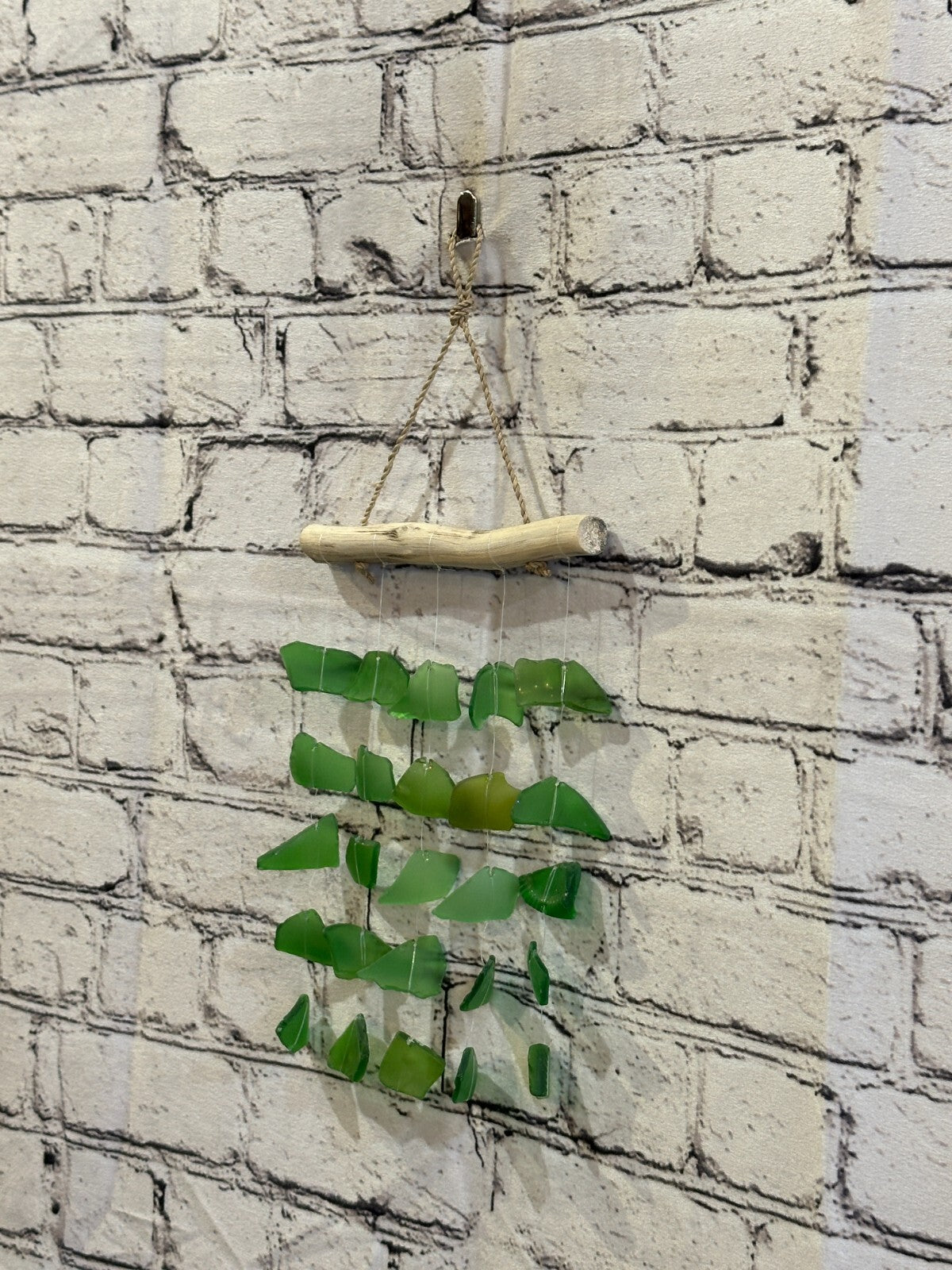 25cm x 15cm Green Wind Recycled Glass Driftwood Handmade Garden Home Mobile1