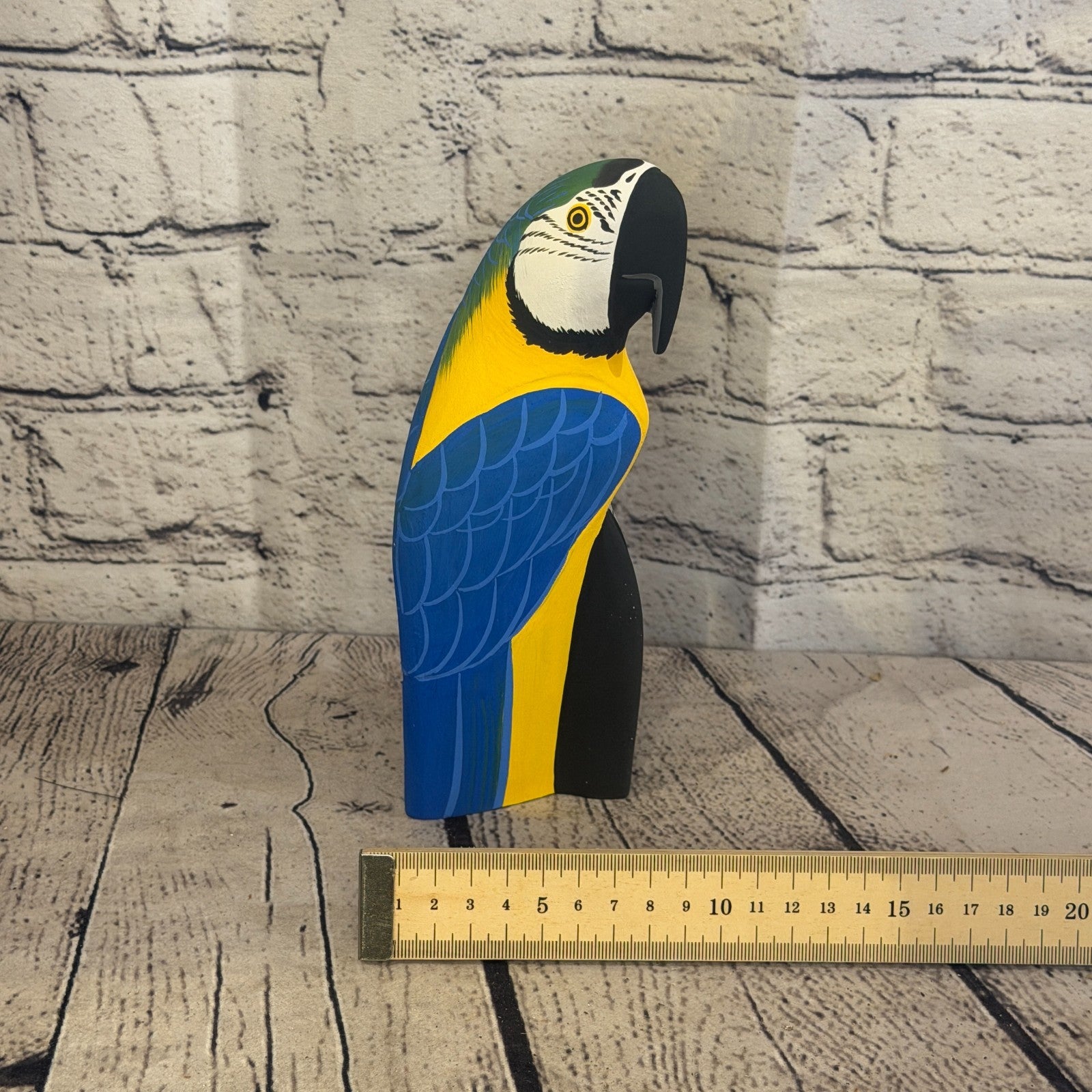 20cm Bright Blue Parrot Bird Ornament Statue Fair Trade Hand Made Carved Wood6