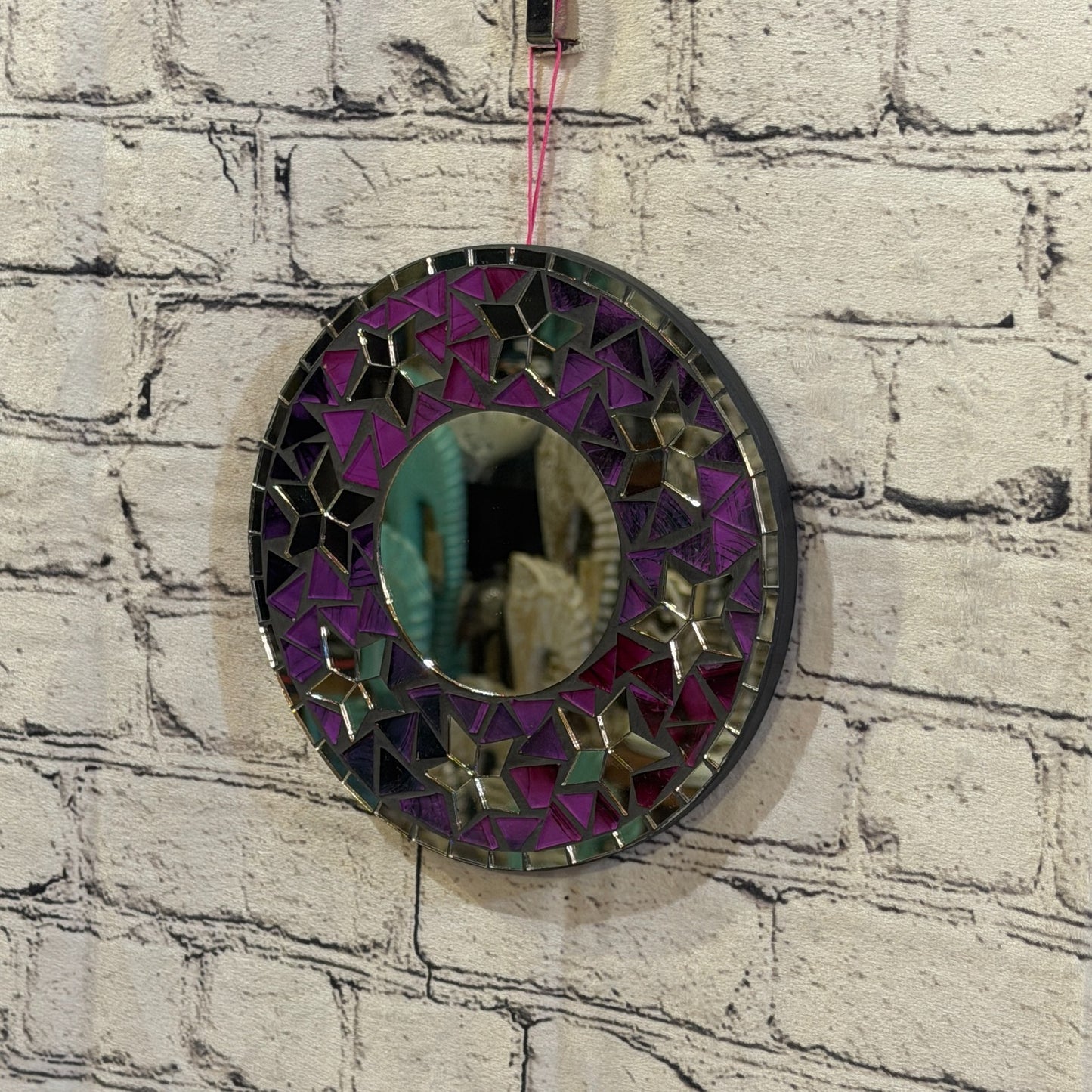 Purple Star Black Mosaic Tile Wall Mirror 20cm x 20cm 8 Inches Handmade1
