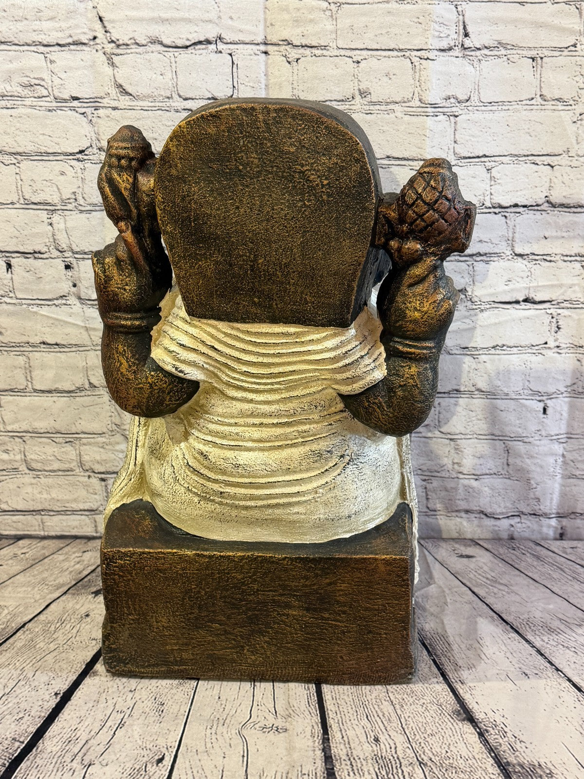 Bronze White 60cm x 35cm Thai Ganesha God On Base Hollow Statue Resin Hindu4
