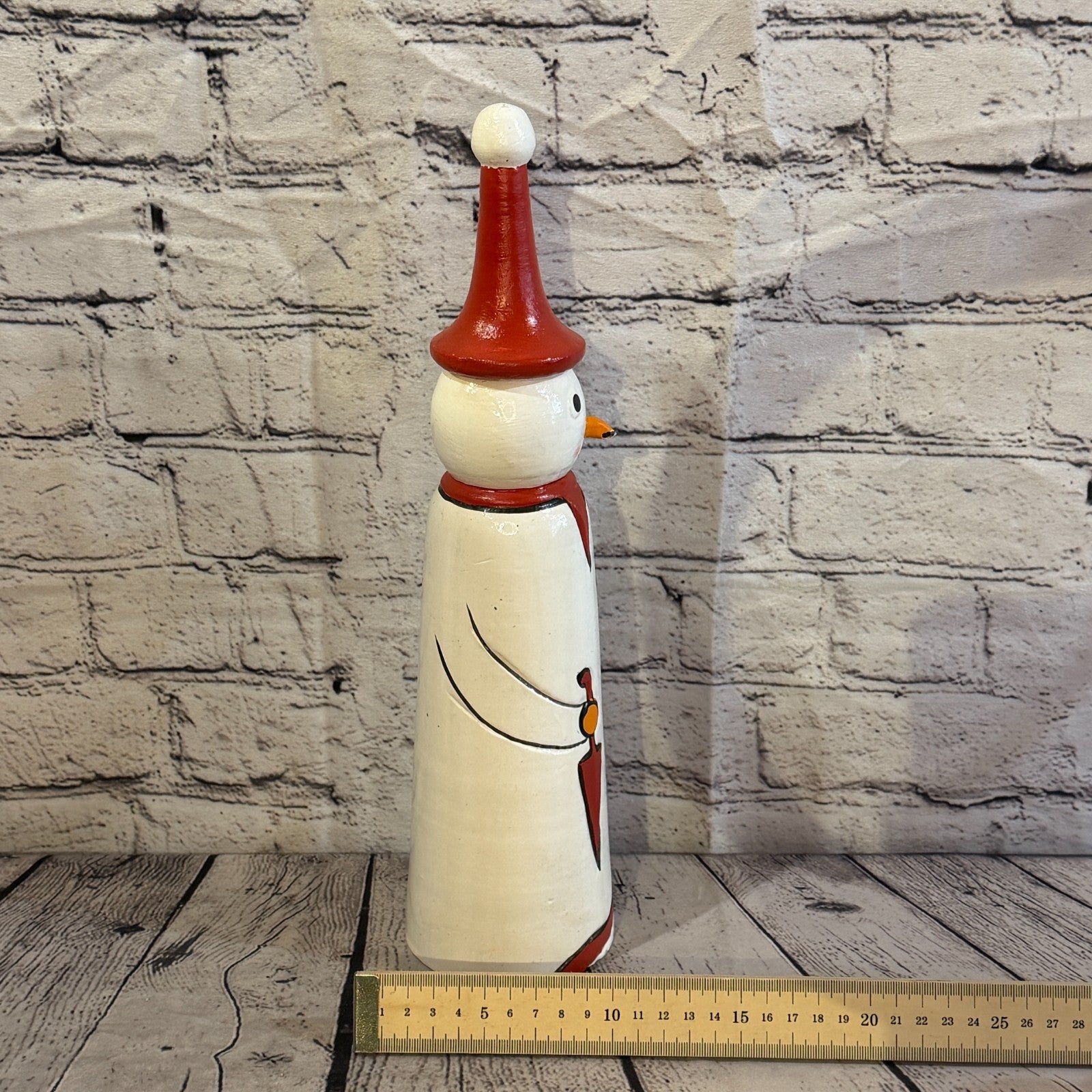 35cm x 8cm Red Pointy Hat Snowman Handcrafted Wood Xmas Christmas Ornament7