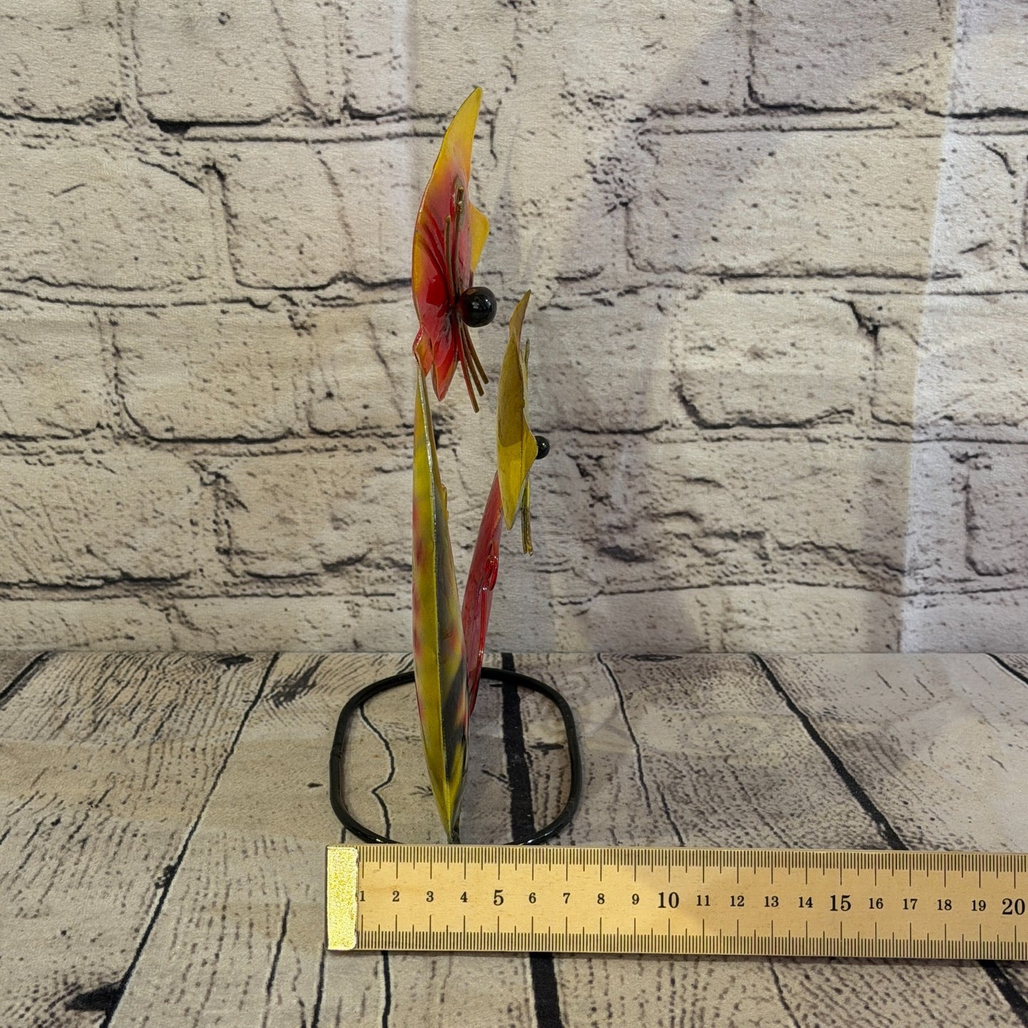 25cm x 15cm Double Cat Orange Metal Tin Standing Ornament Statue7