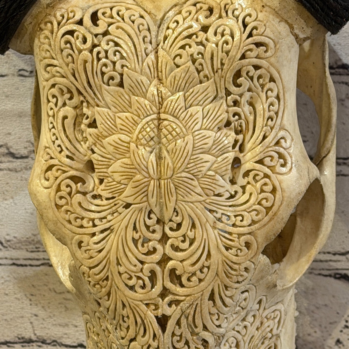 50cm Carved Buffalo Ram Wild Replica Skulls Wall Hanging Carved Design 23
