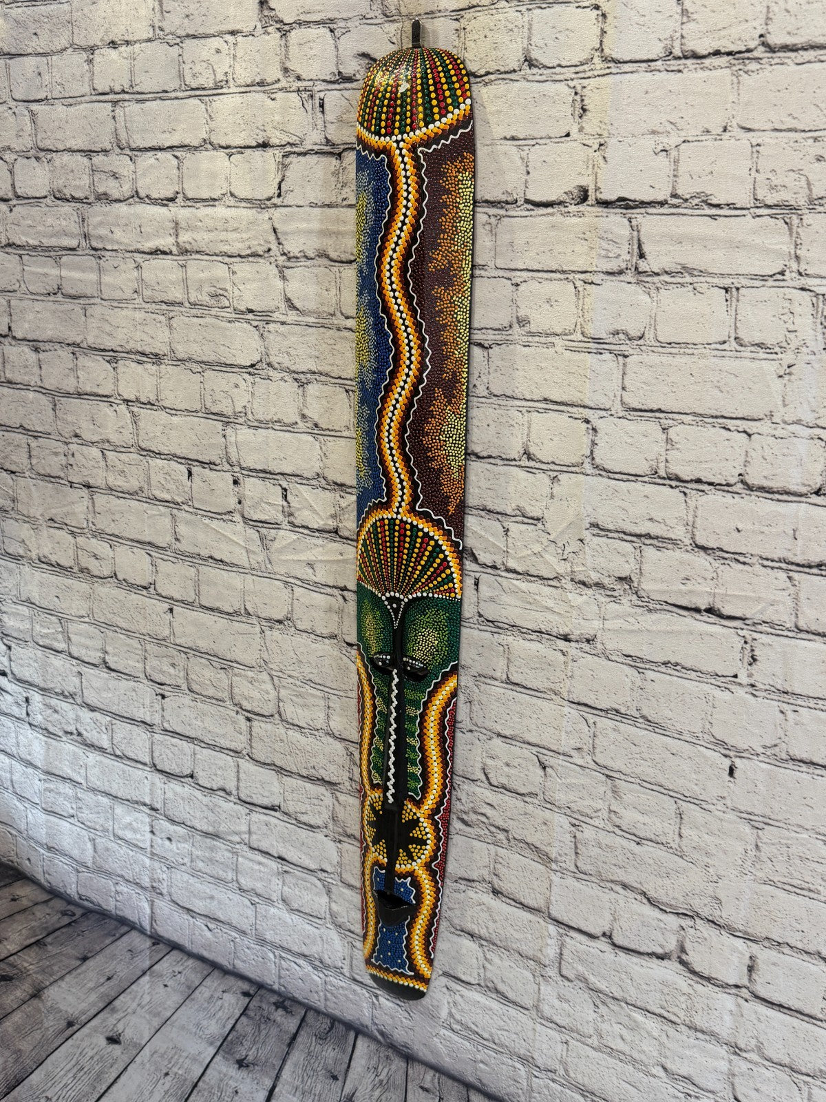 100cm Mask Carved Wooden Dot Painted Ethnic Tribal Tiki Wall Art No 4 New1