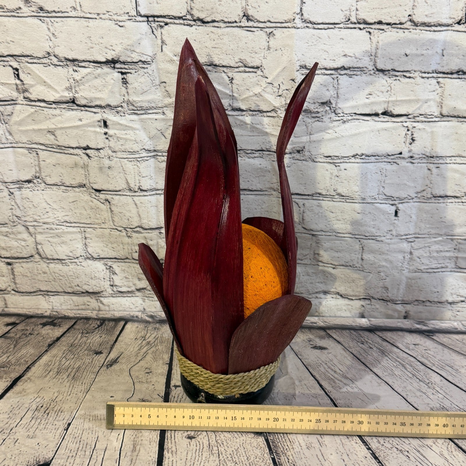 Orange Light Red Natural 45cm Tall Leaf Lamp Twist LED UK Mains Plug Design 25
