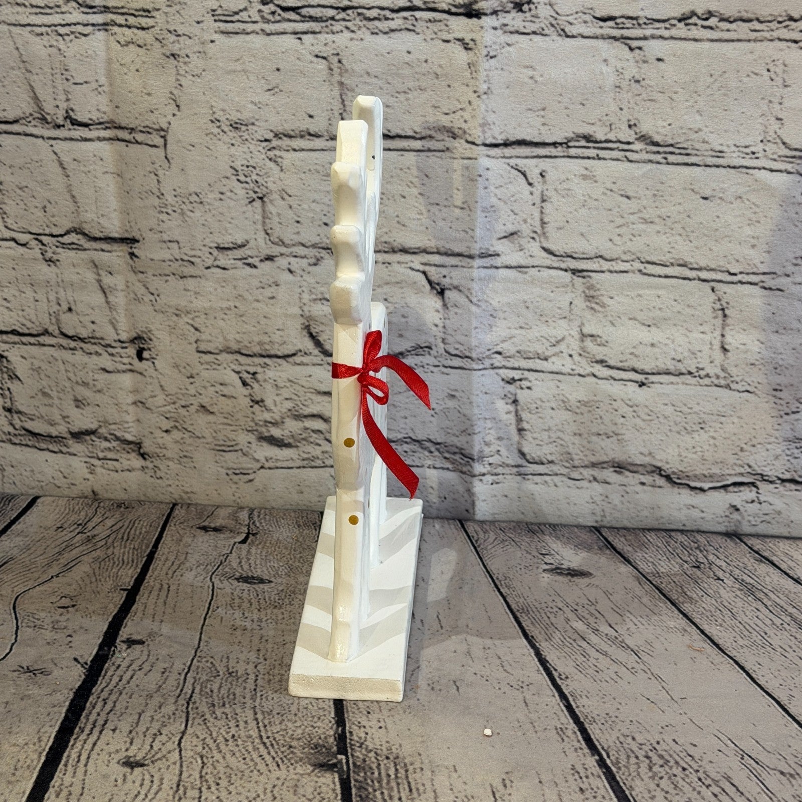 25cm x 20cm White Handcrafted Wood Reindeer Xmas Christmas Ornament Antlers3