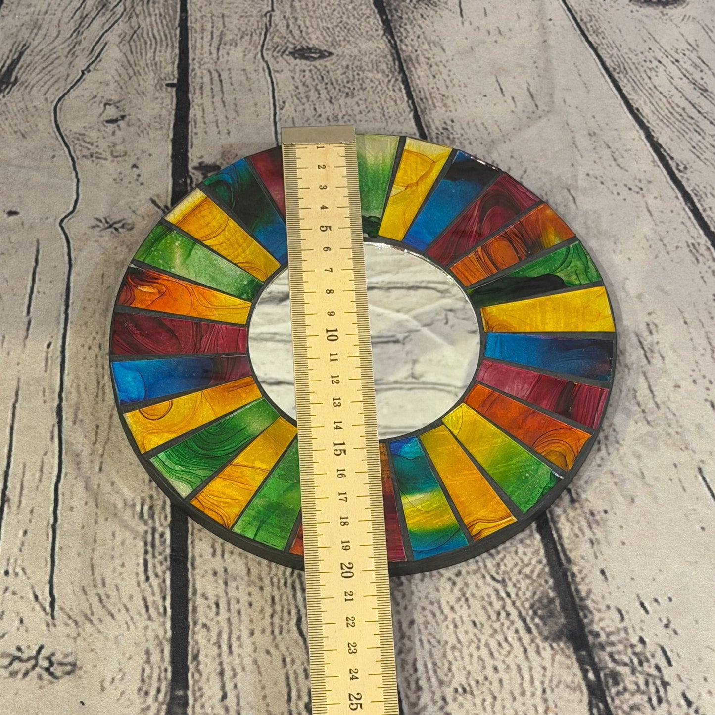 Rainbow Line Black Mosaic Tile Wall Mirror 20cm x 20cm 8 Inches Handmade4