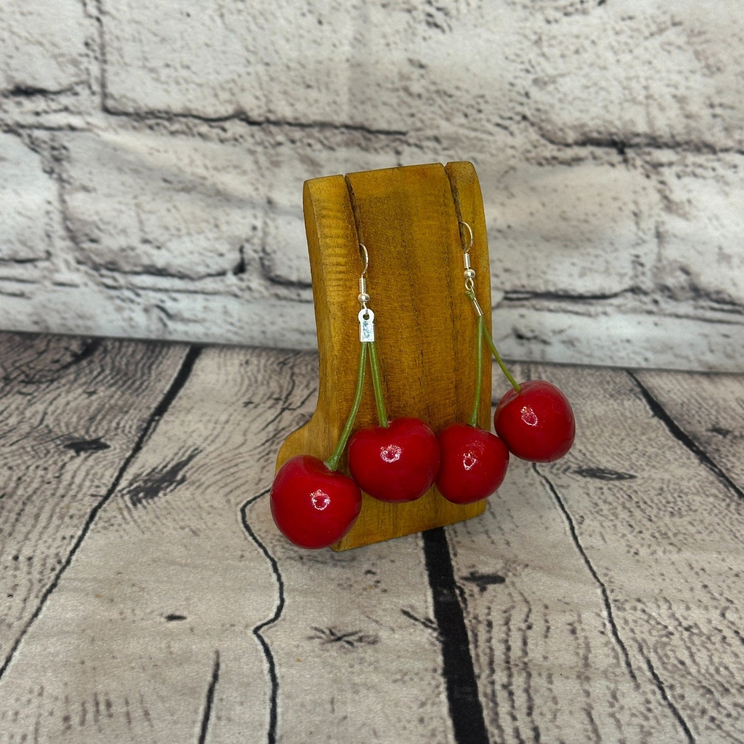 Cherry Plastic Novelty Party Dangle Drop Earrings Handmade UK Jewellery2
