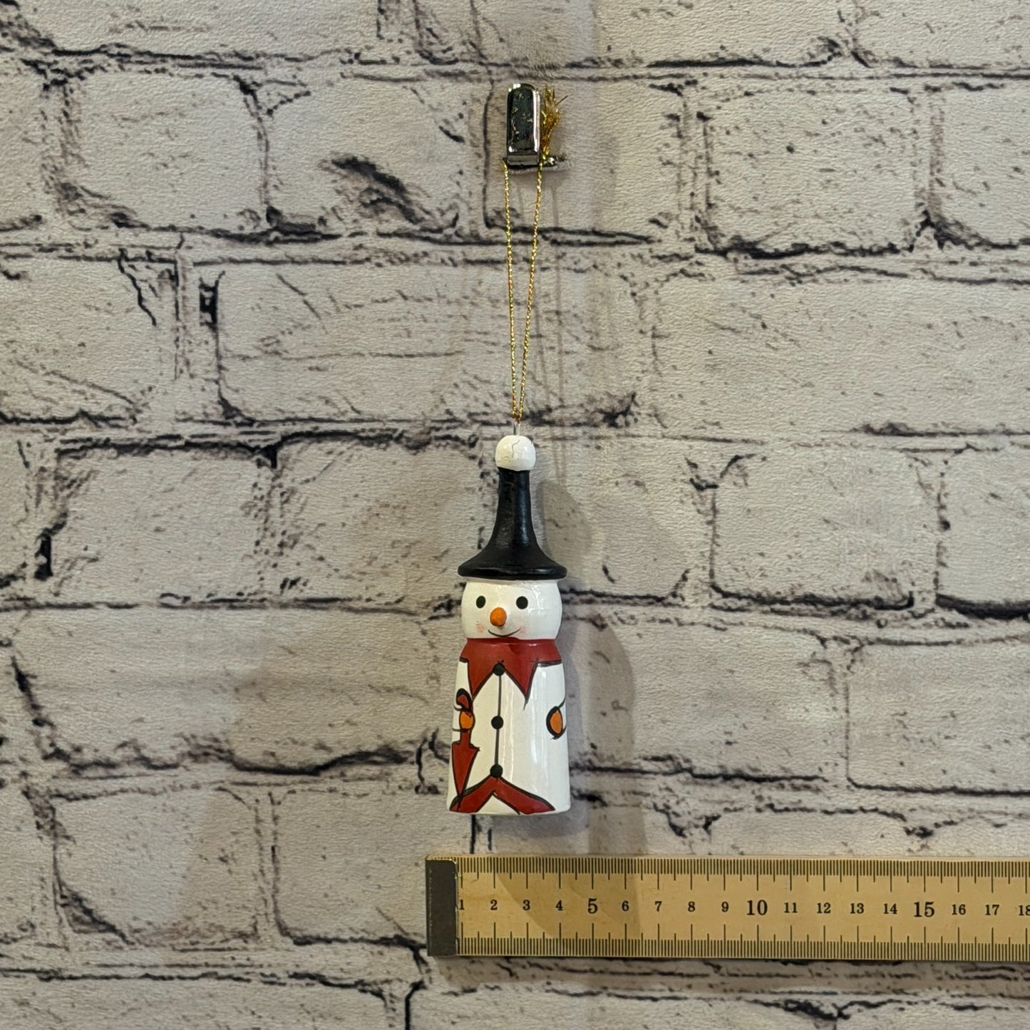 12cm Wall Hanging Snowman Christmas Figurine Folk Art Wood Handmade3