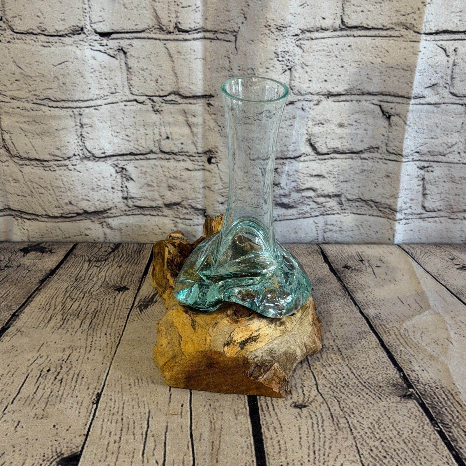 20cm Tall Vase Colour Melted Glass Wood Decorative Vase Glass Sculpture Crafted3