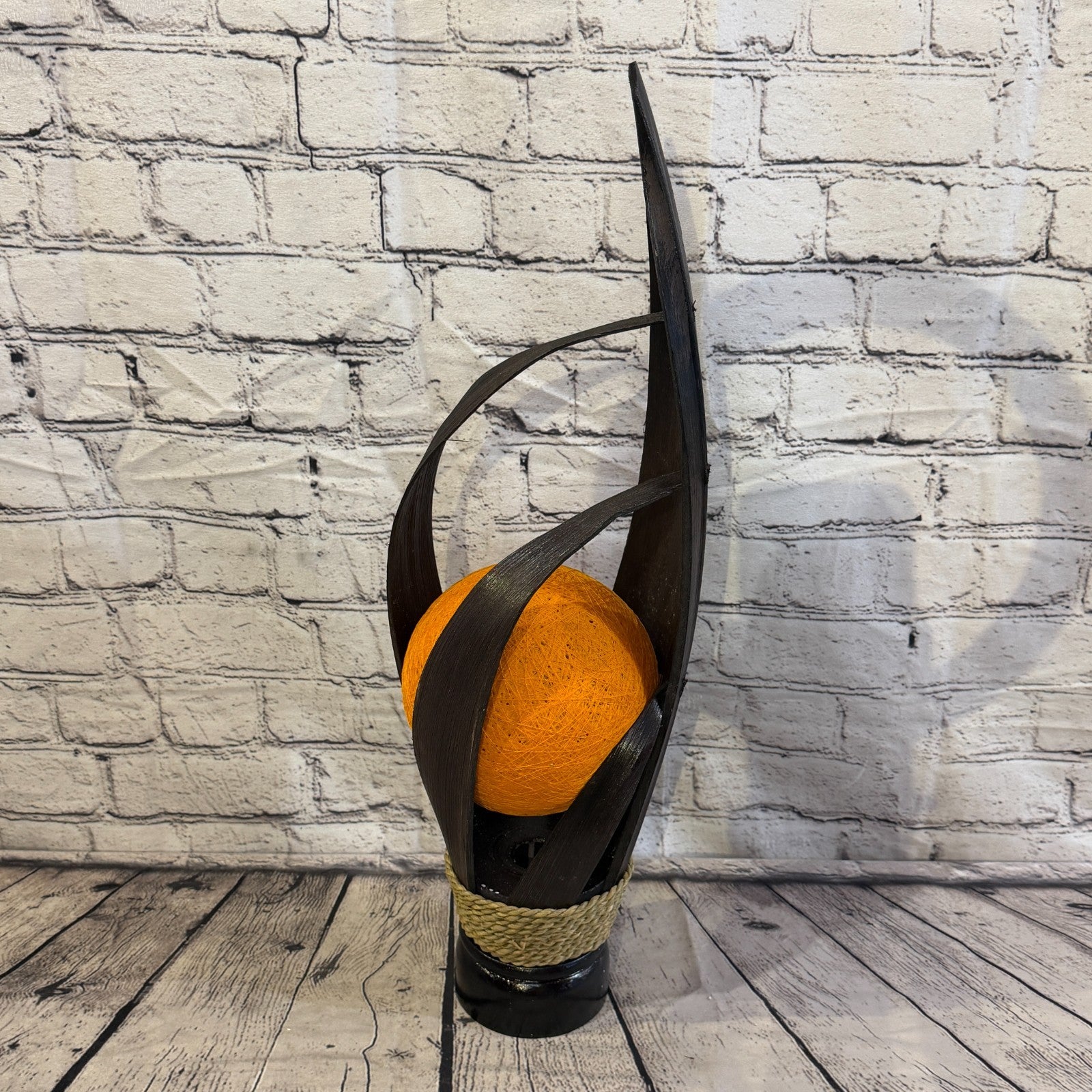 Orange Light Brown Natural 55cm Tall Leaf Lamp Twist LED UK Mains Plug Design 30