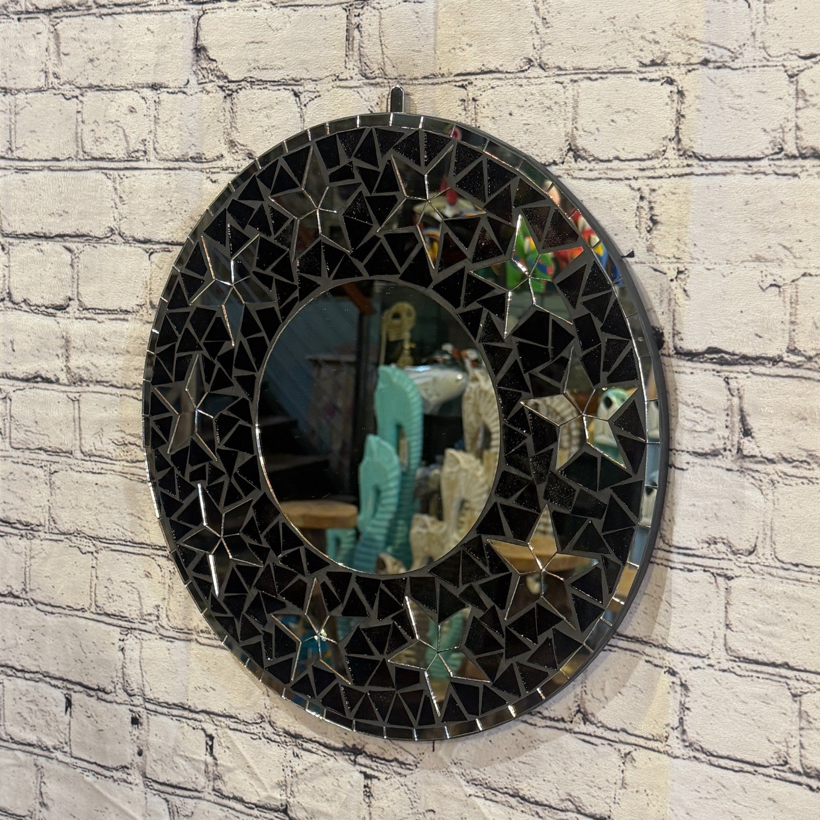 Black Star Black Mosaic Tile Wall Mirror 40cm x 40cm 16 Inches Handmade1