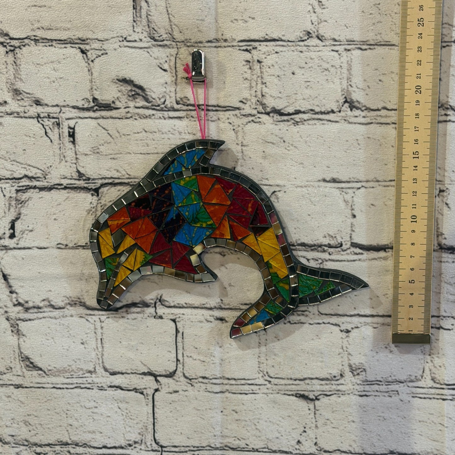 Rainbow Dolphin Fish Mosaic Tile Wall Mirror 20cm x 20cm Handmade New4