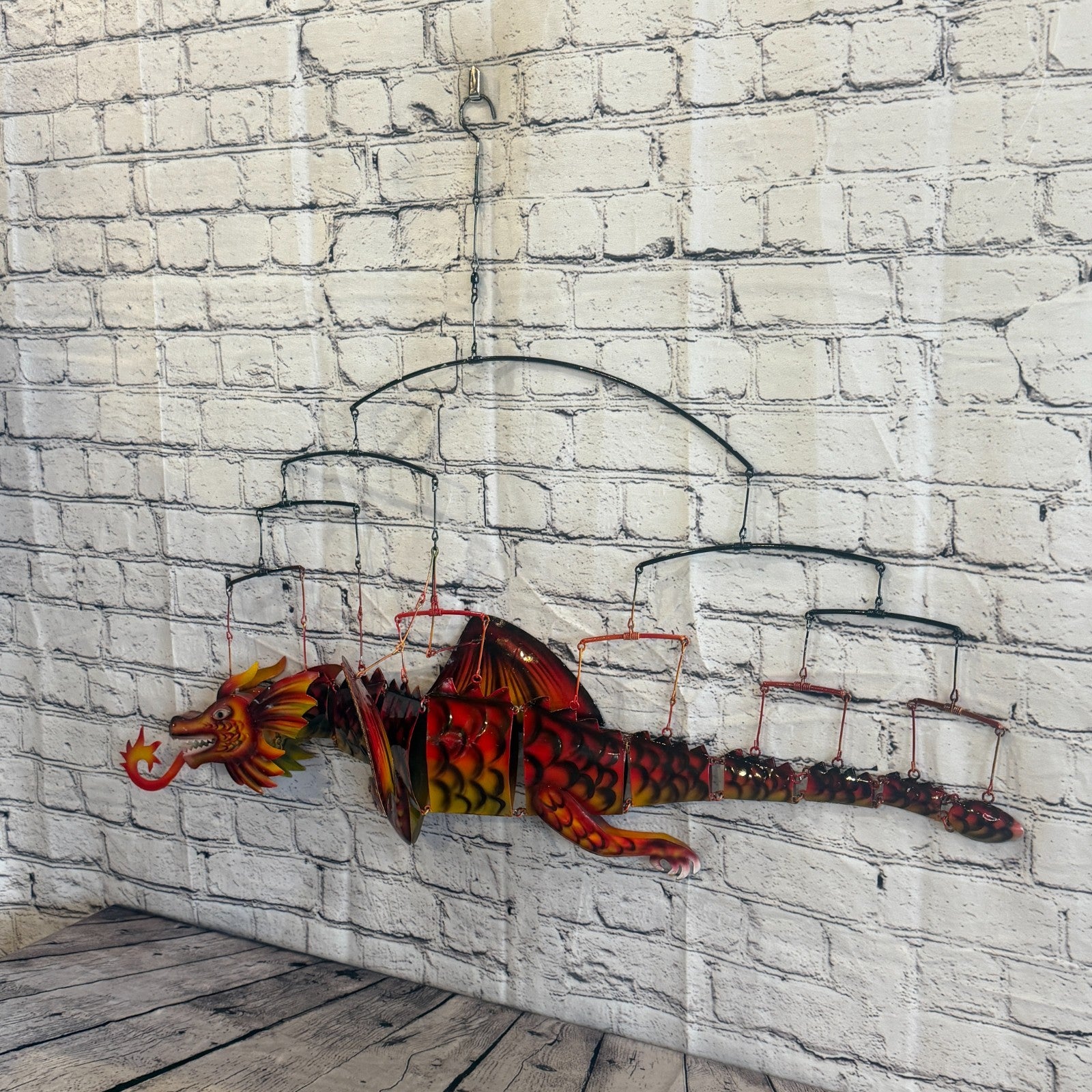 100cm x 50cm Red Metal Dragon Wall Art Dragon Sculpture Metal Wall Hanging Art2